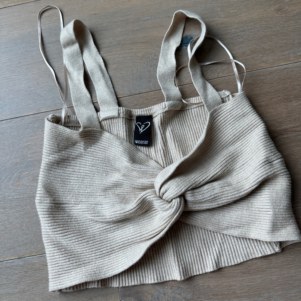 Windsor store beige criss cross tank top